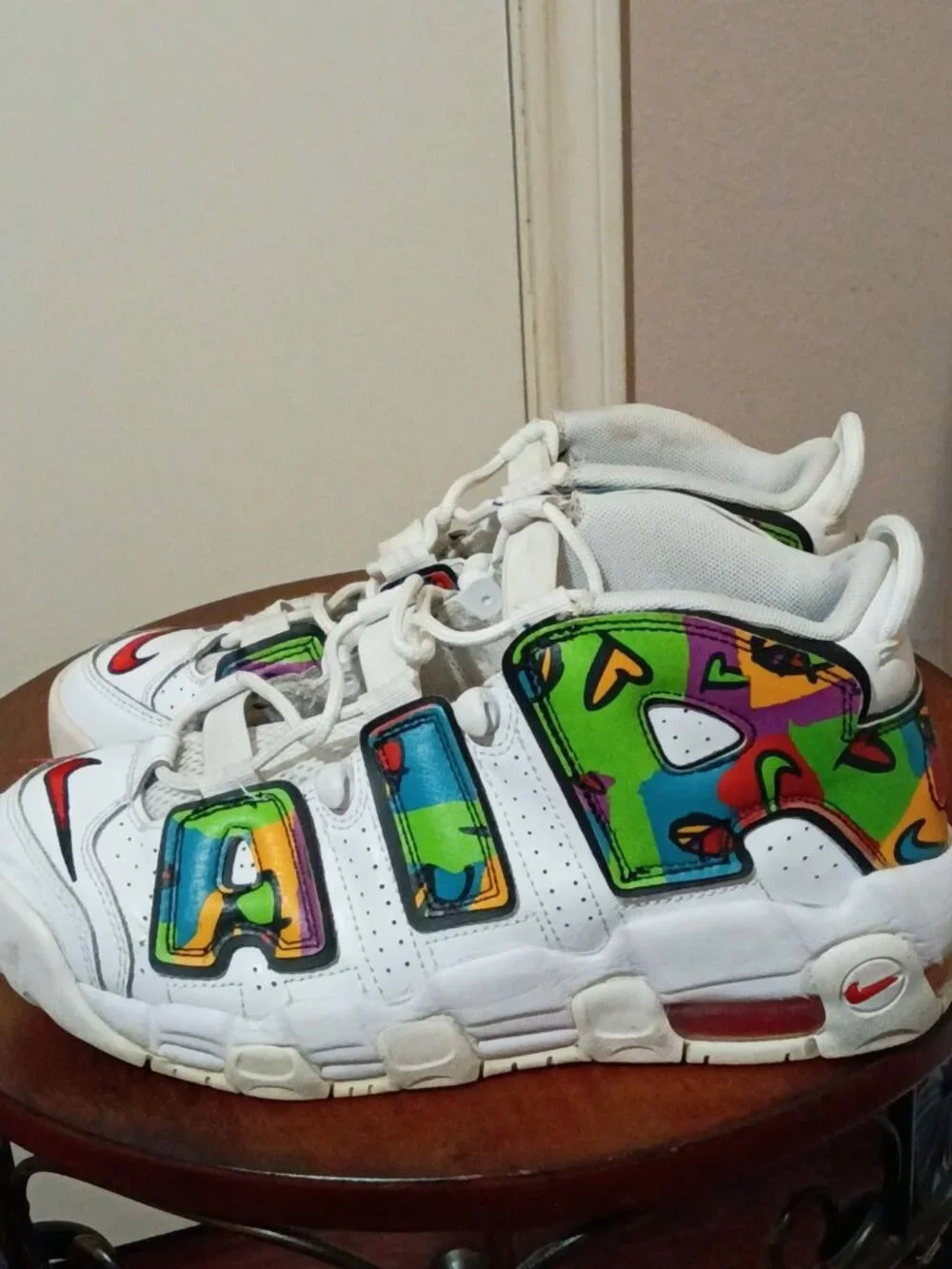 Nike Air More Uptempo Peace Love Swoosh White Multi Size 7Y Shoes DM8155-100